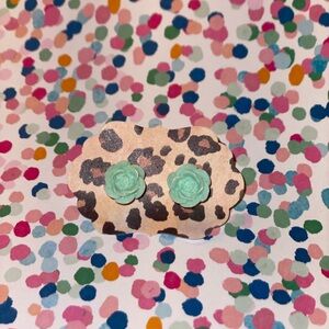 Mint Green Floral Kids Earrings